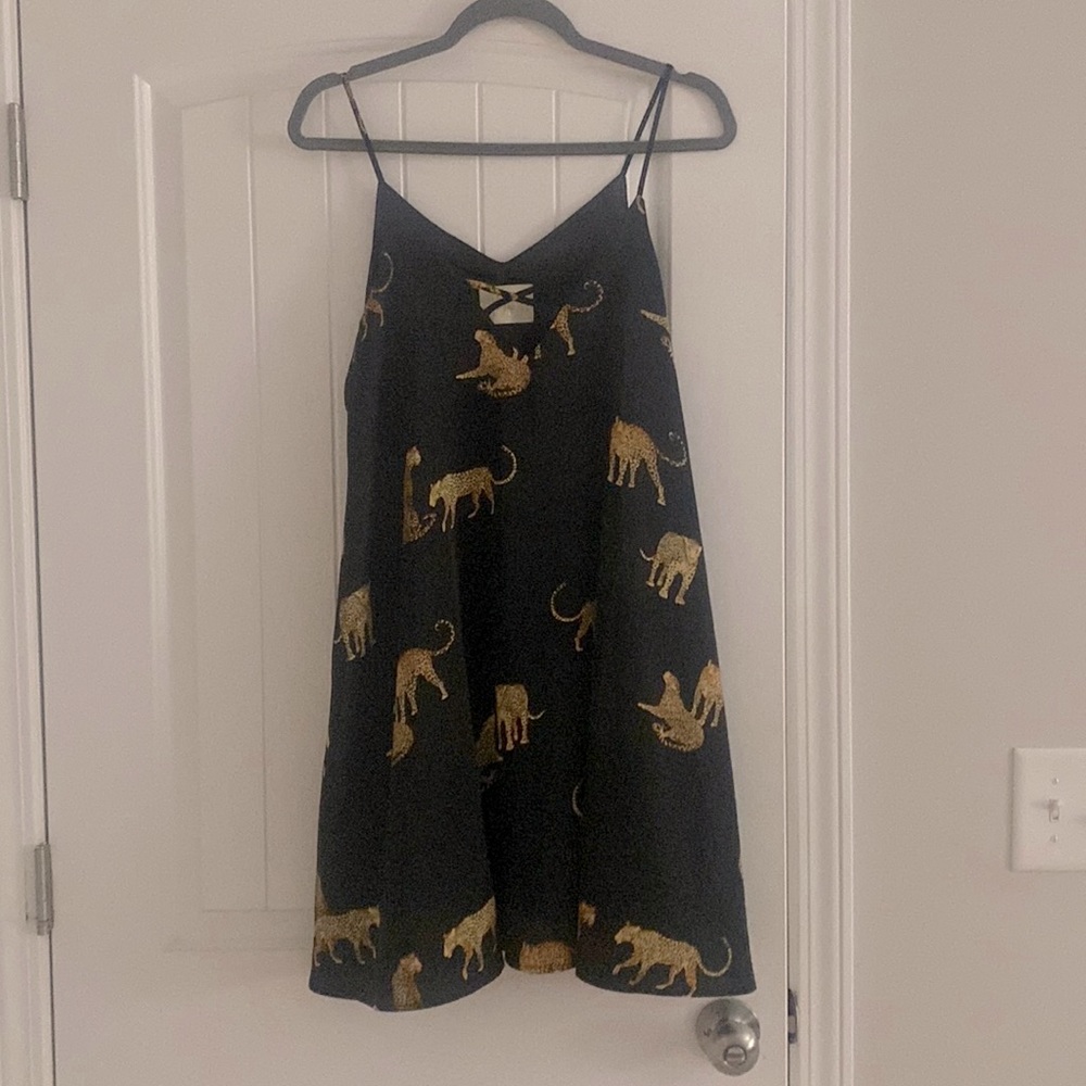 Black dress with cheetahs, never worn